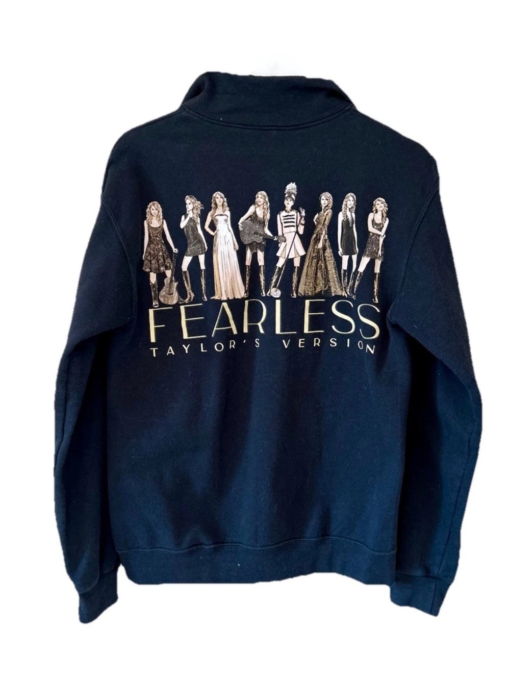 Fearless Taylor's Version Graphic 1/4 Zip Sweatshirt - Black Gold Print Size S